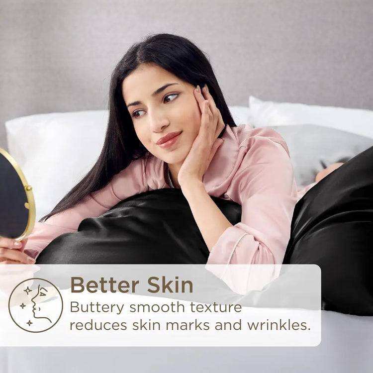 Premium-quality black 500 thread count pillowcase with a sleek and elegant design, perfect for a restful sleep.