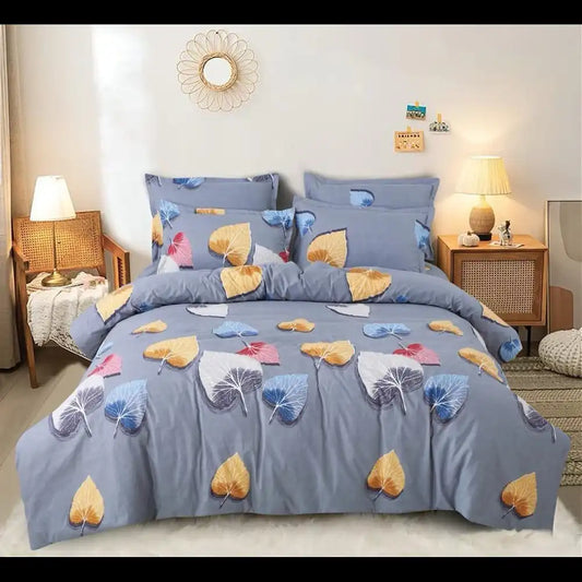 Autumn Leaves Glace Cotton Comforter Set (4 Pcs)