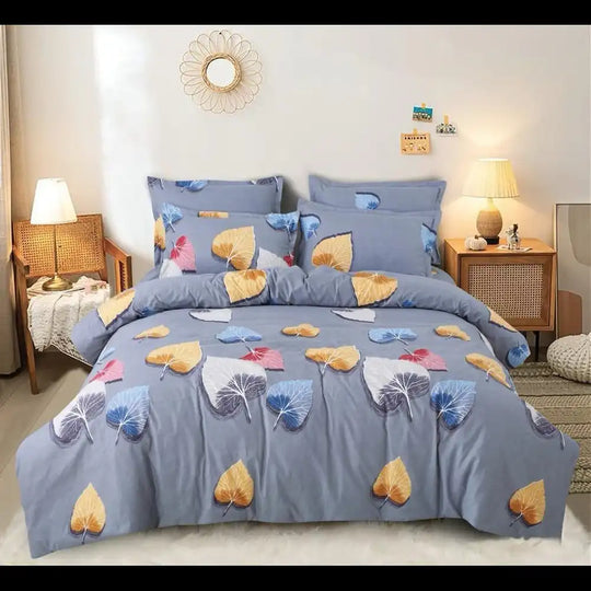 Autumn Leaves Glace Cotton Comforter Set (4 Pcs)