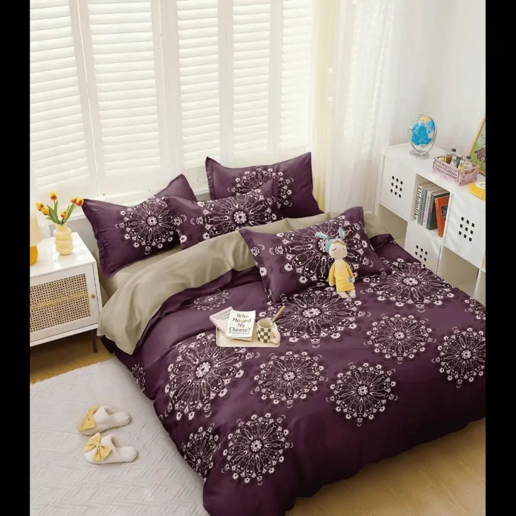 Brown Blossom Comforter Set - Dark Brown with Floral Print