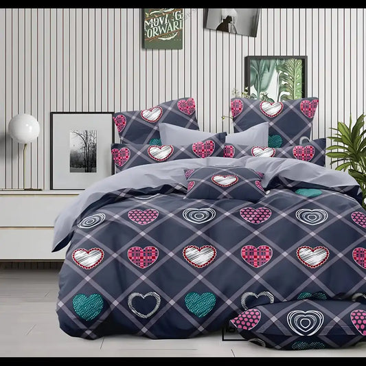 Elegant Hearts Glace Cotton Comforter Set (4 Pcs)