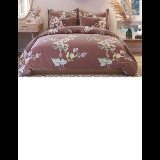 Fitted Bedsheet - Brown Floral Print, Includes 2 Pillowcases - EssenceNest