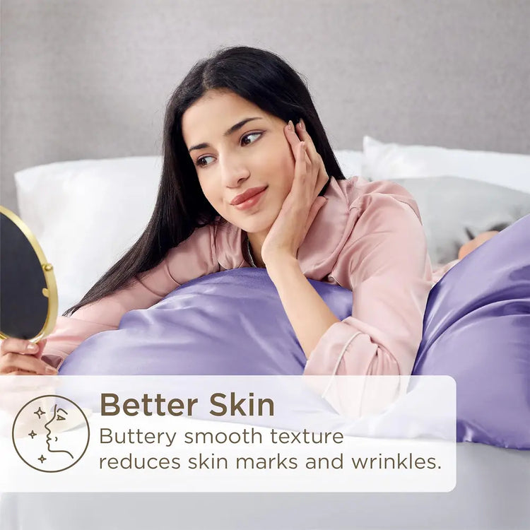 High-thread-count lavender pillow cover with a silky shine, breathable fabric, and durable stitching for long-lasting use.