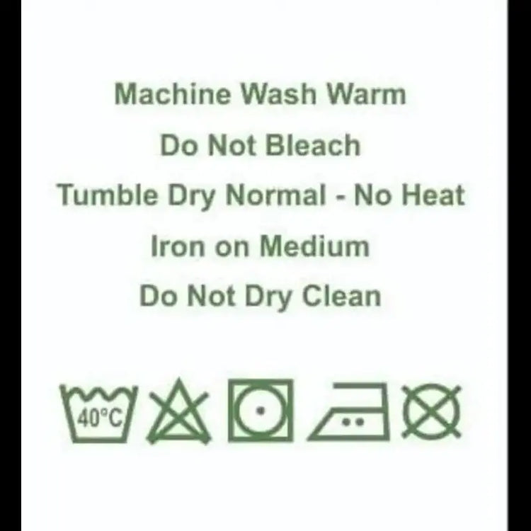 Washing instructions with icons on a white background