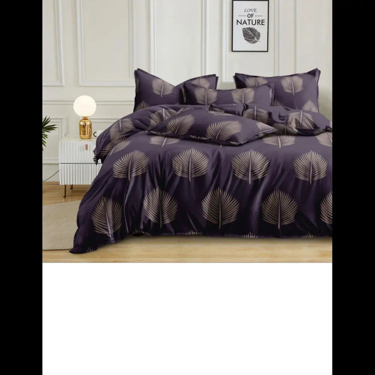 Cream Elastic Fitted Cotton Bedsheet - Floral Abstract Print