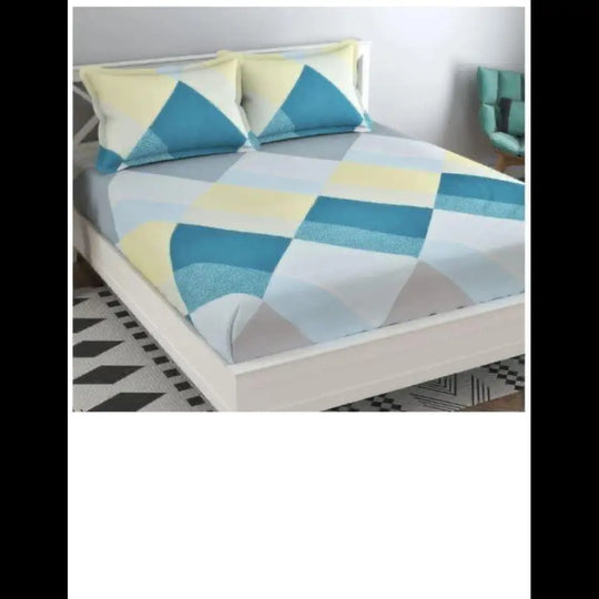 Multi-Color Elastic Fitted Cotton Bedsheet - Abstract Prints