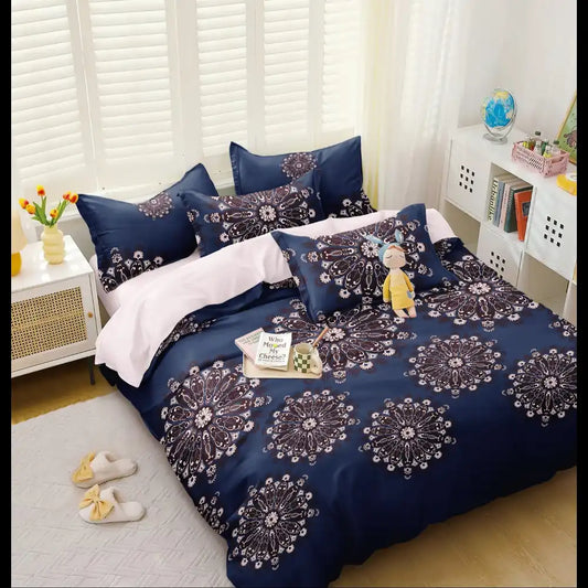 Navy Blossom Comforter Set - Dark Navy with Floral Print
