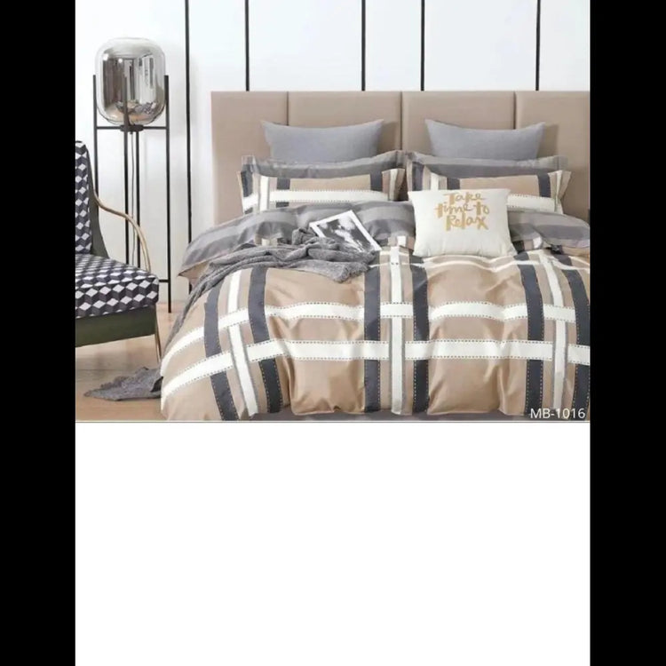 Cream Elastic Fitted Cotton Bedsheet - Floral Abstract Print
