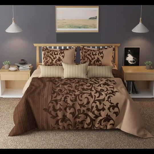 Vintage Pattern Glace Cotton Comforter Set (4 Pcs)